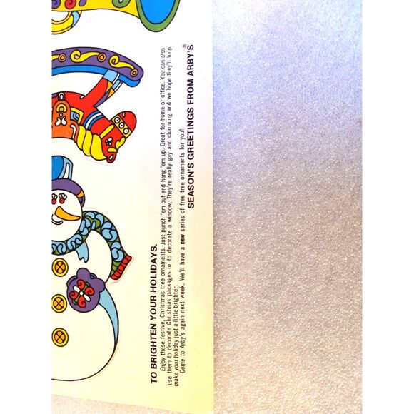 UNUSED Vintage Paper Christmas Ornaments 3 Cardstock Punch-out Sheets Arby's - Picture 5 of 6